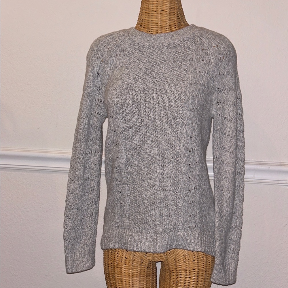 LOFT Heather Gray Textured Sweater